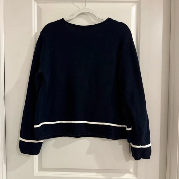 Vintage Liz Claiborne Anchor Nautical Knit Pullover Sweater-Navy Blue - Picture 2 of 12